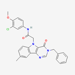 molecular formula C27H23ClN4O3 B3403861 2-{3-benzyl-8-methyl-4-oxo-3H,4H,5H-pyrimido[5,4-b]indol-5-yl}-N-(3-chloro-4-methoxyphenyl)acetamide CAS No. 1185019-11-7