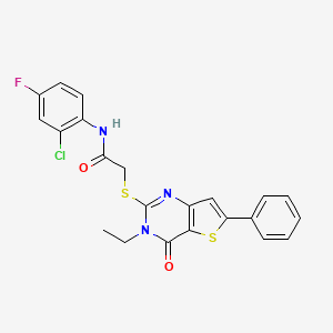 molecular formula C22H17ClFN3O2S2 B3403942 N-(2-chloro-4-fluorophenyl)-2-({3-ethyl-4-oxo-6-phenyl-3H,4H-thieno[3,2-d]pyrimidin-2-yl}sulfanyl)acetamide CAS No. 1189650-08-5
