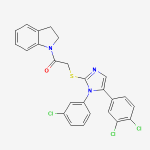 molecular formula C25H18Cl3N3OS B3404238 2-((1-(3-chlorophenyl)-5-(3,4-dichlorophenyl)-1H-imidazol-2-yl)thio)-1-(indolin-1-yl)ethanone CAS No. 1207046-97-6