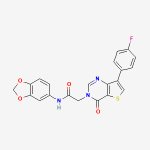 molecular formula C21H14FN3O4S B3404244 N-(2H-1,3-benzodioxol-5-yl)-2-[7-(4-fluorophenyl)-4-oxo-3H,4H-thieno[3,2-d]pyrimidin-3-yl]acetamide CAS No. 1207049-14-6