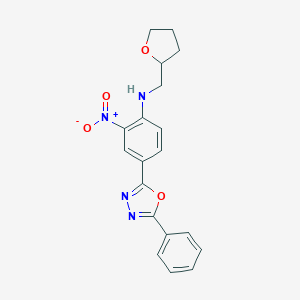 molecular formula C19H18N4O4 B340430 N-[2-NITRO-4-(5-PHENYL-1,3,4-OXADIAZOL-2-YL)PHENYL]-N-TETRAHYDRO-2-FURANYLMETHYLAMINE 