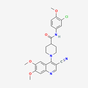 molecular formula C25H25ClN4O4 B3404563 N-(3-chloro-4-methoxyphenyl)-1-(3-cyano-6,7-dimethoxyquinolin-4-yl)piperidine-4-carboxamide CAS No. 1226436-26-5