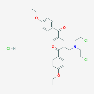molecular formula C27H34Cl3NO4 B034046 1,5-Pentanedione, 2-((bis(2-chloroethyl)amino)methyl)-1,5-bis(p-ethoxyphenyl)-4-methylene-, hydrochloride CAS No. 101684-61-1