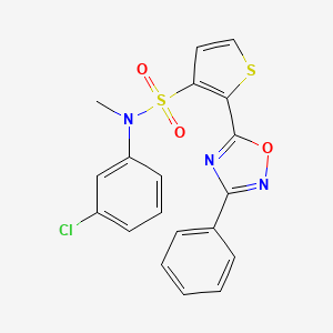 molecular formula C19H14ClN3O3S2 B3404909 N-(3-chlorophenyl)-N-methyl-2-(3-phenyl-1,2,4-oxadiazol-5-yl)thiophene-3-sulfonamide CAS No. 1251626-10-4