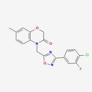 molecular formula C18H13ClFN3O3 B3404984 4-{[3-(4-chloro-3-fluorophenyl)-1,2,4-oxadiazol-5-yl]methyl}-7-methyl-2H-1,4-benzoxazin-3(4H)-one CAS No. 1251679-09-0