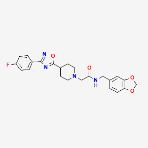 molecular formula C23H23FN4O4 B3404995 N-[(2H-1,3-benzodioxol-5-yl)methyl]-2-{4-[3-(4-fluorophenyl)-1,2,4-oxadiazol-5-yl]piperidin-1-yl}acetamide CAS No. 1251680-02-0