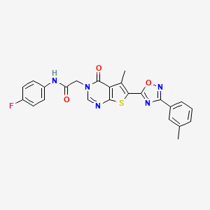 molecular formula C24H18FN5O3S B3405218 N-(4-fluorophenyl)-2-{5-methyl-6-[3-(3-methylphenyl)-1,2,4-oxadiazol-5-yl]-4-oxo-3H,4H-thieno[2,3-d]pyrimidin-3-yl}acetamide CAS No. 1296330-74-9