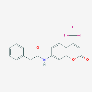molecular formula C18H12F3NO3 B034053 N-[2-oxo-4-(trifluoromethyl)chromen-7-yl]-2-phenylacetamide CAS No. 104145-35-9