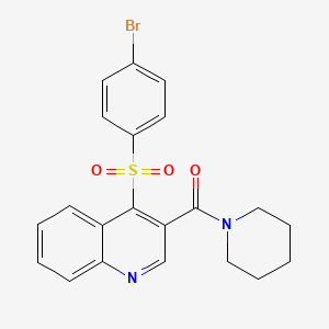molecular formula C21H19BrN2O3S B3405477 4-(4-BROMOBENZENESULFONYL)-3-(PIPERIDINE-1-CARBONYL)QUINOLINE CAS No. 1358902-93-8