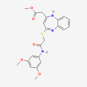 molecular formula C22H23N3O5S B3405483 METHYL 2-[4-({[(3,5-DIMETHOXYPHENYL)CARBAMOYL]METHYL}SULFANYL)-1H-1,5-BENZODIAZEPIN-2-YL]ACETATE CAS No. 1359017-10-9