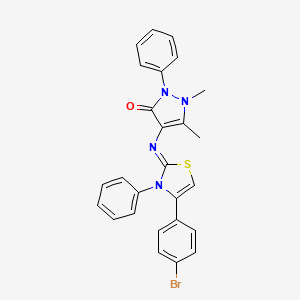molecular formula C26H21BrN4OS B3405512 (Z)-4-((4-(4-bromophenyl)-3-phenylthiazol-2(3H)-ylidene)amino)-1,5-dimethyl-2-phenyl-1H-pyrazol-3(2H)-one CAS No. 137404-96-7