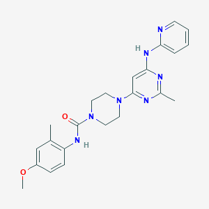molecular formula C23H27N7O2 B3405715 N-(4-methoxy-2-methylphenyl)-4-(2-methyl-6-(pyridin-2-ylamino)pyrimidin-4-yl)piperazine-1-carboxamide CAS No. 1421457-86-4