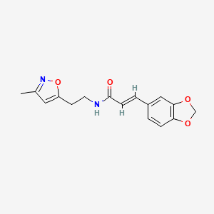(E)-3-(benzo[d][1,3]dioxol-5-yl)-N-(2-(3-methylisoxazol-5-yl)ethyl)acrylamide