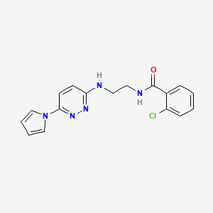 molecular formula C17H16ClN5O B3405805 N-(2-((6-(1H-pyrrol-1-yl)pyridazin-3-yl)amino)ethyl)-2-chlorobenzamide CAS No. 1428357-03-2