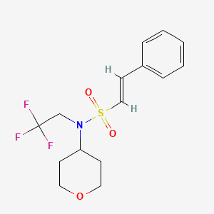 (E)-N-(oxan-4-yl)-2-phenyl-N-(2,2,2-trifluoroethyl)ethene-1-sulfonamide