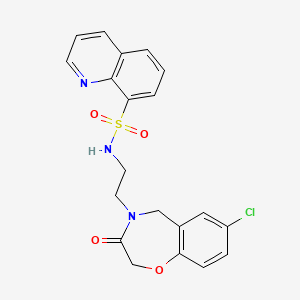 molecular formula C20H18ClN3O4S B3406017 N-[2-(7-chloro-3-oxo-2,3,4,5-tetrahydro-1,4-benzoxazepin-4-yl)ethyl]quinoline-8-sulfonamide CAS No. 1903517-41-8
