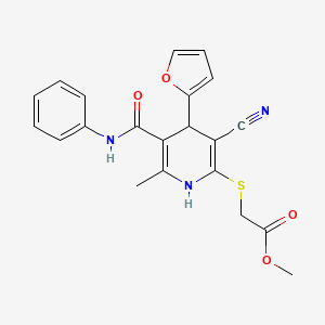 Methyl 2-{[3-cyano-4-(furan-2-YL)-6-methyl-5-(phenylcarbamoyl)-1,4-dihydropyridin-2-YL]sulfanyl}acetate