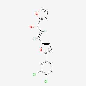 molecular formula C17H10Cl2O3 B3406357 (E)-3-(5-(3,4-dichlorophenyl)furan-2-yl)-1-(furan-2-yl)prop-2-en-1-one CAS No. 307504-73-0
