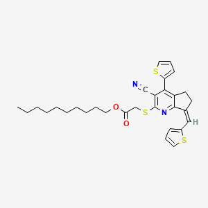 molecular formula C30H34N2O2S3 B3406501 decyl 2-{[(7Z)-3-cyano-4-(thiophen-2-yl)-7-[(thiophen-2-yl)methylidene]-5H,6H,7H-cyclopenta[b]pyridin-2-yl]sulfanyl}acetate CAS No. 328032-64-0
