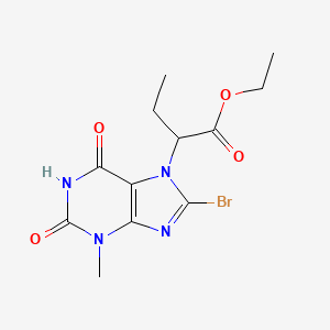 molecular formula C12H15BrN4O4 B3406539 ethyl 2-(8-bromo-3-methyl-2,6-dioxo-2,3,6,7-tetrahydro-1H-purin-7-yl)butanoate CAS No. 330816-69-8