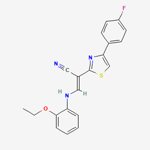 molecular formula C20H16FN3OS B3406661 (E)-3-((2-ethoxyphenyl)amino)-2-(4-(4-fluorophenyl)thiazol-2-yl)acrylonitrile CAS No. 372495-19-7