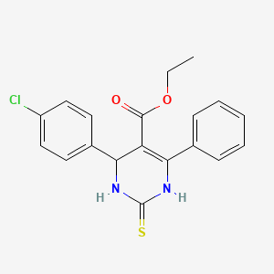 molecular formula C19H17ClN2O2S B3406665 Ethyl 4-(4-chlorophenyl)-6-phenyl-2-thioxo-1,2,3,4-tetrahydropyrimidine-5-carboxylate CAS No. 372975-55-8