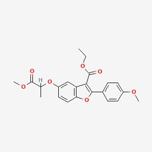 molecular formula C22H22O7 B3406746 Ethyl 5-((1-methoxy-1-oxopropan-2-yl)oxy)-2-(4-methoxyphenyl)benzofuran-3-carboxylate CAS No. 384360-63-8