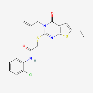 molecular formula C19H18ClN3O2S2 B3406844 N-(2-chlorophenyl)-2-{[6-ethyl-4-oxo-3-(prop-2-en-1-yl)-3H,4H-thieno[2,3-d]pyrimidin-2-yl]sulfanyl}acetamide CAS No. 421577-98-2