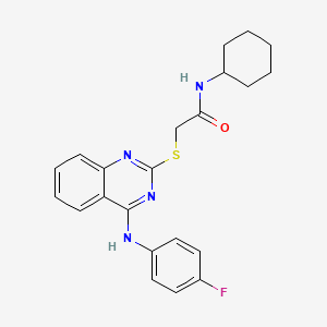 molecular formula C22H23FN4OS B3406862 N-cyclohexyl-2-({4-[(4-fluorophenyl)amino]quinazolin-2-yl}sulfanyl)acetamide CAS No. 422533-76-4