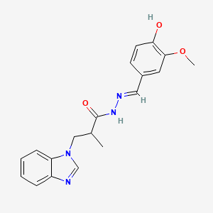 molecular formula C19H20N4O3 B3407143 (E)-3-(1H-benzo[d]imidazol-1-yl)-N'-(4-hydroxy-3-methoxybenzylidene)-2-methylpropanehydrazide CAS No. 518018-80-9