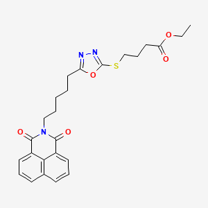 molecular formula C25H27N3O5S B3407240 ethyl 4-{[5-(5-{2,4-dioxo-3-azatricyclo[7.3.1.0^{5,13}]trideca-1(12),5,7,9(13),10-pentaen-3-yl}pentyl)-1,3,4-oxadiazol-2-yl]sulfanyl}butanoate CAS No. 611172-97-5