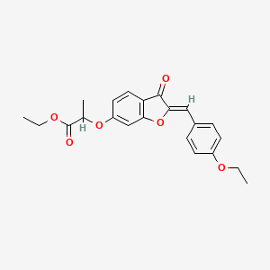 B3407399 (Z)-ethyl 2-((2-(4-ethoxybenzylidene)-3-oxo-2,3-dihydrobenzofuran-6-yl)oxy)propanoate CAS No. 623123-01-3