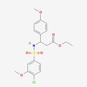 molecular formula C19H22ClNO6S B3407512 Ethyl 3-(4-chloro-3-methoxybenzenesulfonamido)-3-(4-methoxyphenyl)propanoate CAS No. 681852-97-1