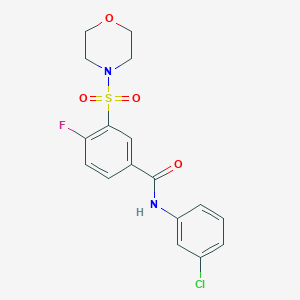 molecular formula C17H16ClFN2O4S B340757 N-(3-CHLOROPHENYL)-4-FLUORO-3-(MORPHOLINE-4-SULFONYL)BENZAMIDE 