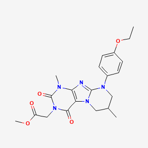 molecular formula C21H25N5O5 B3407701 methyl 2-[9-(4-ethoxyphenyl)-1,7-dimethyl-2,4-dioxo-1H,2H,3H,4H,6H,7H,8H,9H-pyrimido[1,2-g]purin-3-yl]acetate CAS No. 842959-35-7