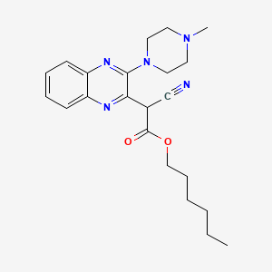B3407709 Hexyl 2-cyano-2-[3-(4-methylpiperazin-1-yl)quinoxalin-2-yl]acetate CAS No. 843615-79-2