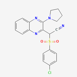 2-(4-Chlorobenzenesulfonyl)-2-[3-(pyrrolidin-1-yl)quinoxalin-2-yl]acetonitrile