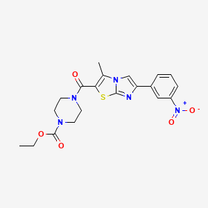 molecular formula C20H21N5O5S B3407835 ethyl 4-[3-methyl-6-(3-nitrophenyl)imidazo[2,1-b][1,3]thiazole-2-carbonyl]piperazine-1-carboxylate CAS No. 852135-39-8