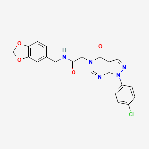 molecular formula C21H16ClN5O4 B3408020 N-[(2H-1,3-benzodioxol-5-yl)methyl]-2-[1-(4-chlorophenyl)-4-oxo-1H,4H,5H-pyrazolo[3,4-d]pyrimidin-5-yl]acetamide CAS No. 852441-26-0