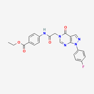 molecular formula C22H18FN5O4 B3408032 ethyl 4-(2-(1-(4-fluorophenyl)-4-oxo-1H-pyrazolo[3,4-d]pyrimidin-5(4H)-yl)acetamido)benzoate CAS No. 852450-64-7