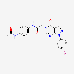 molecular formula C21H17FN6O3 B3408038 N-(4-acetamidophenyl)-2-[1-(4-fluorophenyl)-4-oxo-1H,4H,5H-pyrazolo[3,4-d]pyrimidin-5-yl]acetamide CAS No. 852450-68-1