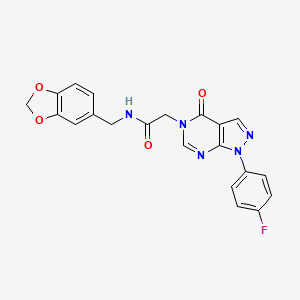 molecular formula C21H16FN5O4 B3408039 N-[(2H-1,3-benzodioxol-5-yl)methyl]-2-[1-(4-fluorophenyl)-4-oxo-1H,4H,5H-pyrazolo[3,4-d]pyrimidin-5-yl]acetamide CAS No. 852450-72-7