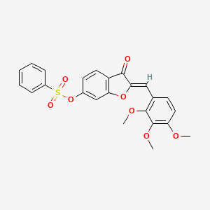 molecular formula C24H20O8S B3408112 (Z)-3-oxo-2-(2,3,4-trimethoxybenzylidene)-2,3-dihydrobenzofuran-6-yl benzenesulfonate CAS No. 859661-96-4
