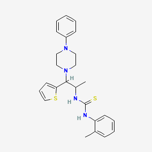 molecular formula C25H30N4S2 B3408172 1-(1-(4-Phenylpiperazin-1-yl)-1-(thiophen-2-yl)propan-2-yl)-3-(o-tolyl)thiourea CAS No. 863017-72-5