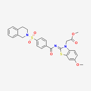 molecular formula C27H25N3O6S2 B3408222 methyl 2-[(2Z)-6-methoxy-2-{[4-(1,2,3,4-tetrahydroisoquinoline-2-sulfonyl)benzoyl]imino}-2,3-dihydro-1,3-benzothiazol-3-yl]acetate CAS No. 865200-00-6
