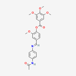 (E)-4-(((4-acetamidophenyl)imino)methyl)-2-methoxyphenyl 3,4,5-trimethoxybenzoate