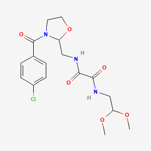 molecular formula C17H22ClN3O6 B3408385 N'-{[3-(4-chlorobenzoyl)-1,3-oxazolidin-2-yl]methyl}-N-(2,2-dimethoxyethyl)ethanediamide CAS No. 874805-06-8