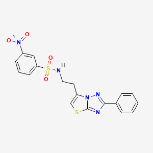 molecular formula C18H15N5O4S2 B3408551 3-nitro-N-(2-{2-phenyl-[1,2,4]triazolo[3,2-b][1,3]thiazol-6-yl}ethyl)benzene-1-sulfonamide CAS No. 877641-83-3