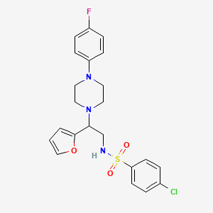molecular formula C22H23ClFN3O3S B3408578 4-chloro-N-{2-[4-(4-fluorophenyl)piperazin-1-yl]-2-(furan-2-yl)ethyl}benzene-1-sulfonamide CAS No. 877648-34-5