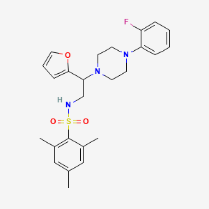 molecular formula C25H30FN3O3S B3408590 N-{2-[4-(2-fluorophenyl)piperazin-1-yl]-2-(furan-2-yl)ethyl}-2,4,6-trimethylbenzene-1-sulfonamide CAS No. 877648-52-7